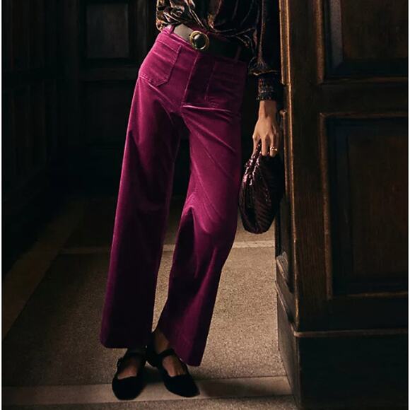 Anthropologie Maeve Colette Cropped Wide-Leg Corduroy Trouser Pants Size 27 - Picture 1 of 9